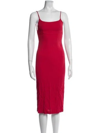 Pre-owned Rouje Square Neckline Long Dress In Red