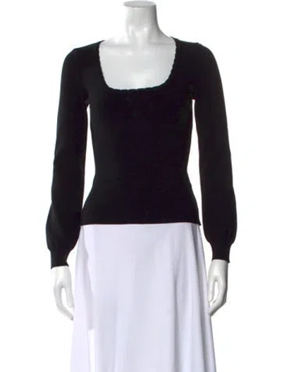 Pre-owned Rouje Square Neckline Long Sleeve Top In Black