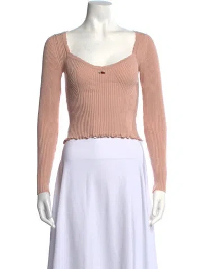 Pre-owned Rouje Square Neckline Long Sleeve Top In Pink