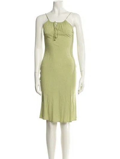 Pre-owned Rouje Square Neckline Midi Length Dress In Green