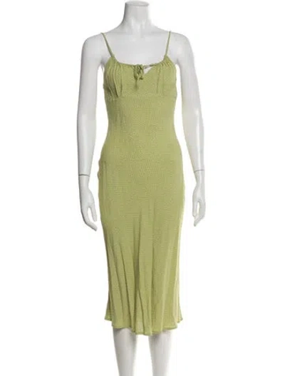 Pre-owned Rouje Square Neckline Midi Length Dress In Green