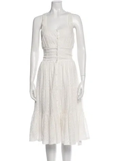 Pre-owned Rouje Square Neckline Midi Length Dress In Neutral
