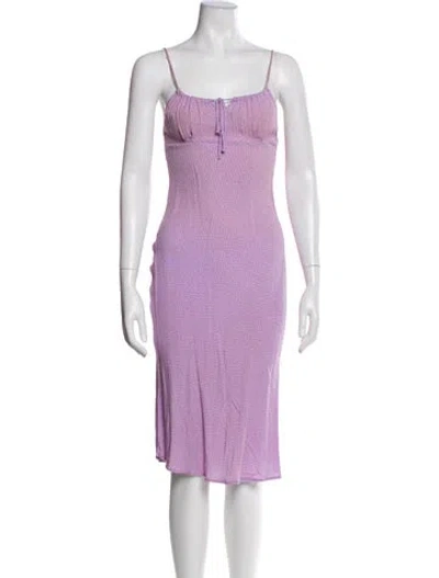 Pre-owned Rouje Square Neckline Midi Length Dress In Purple