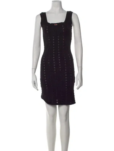 Pre-owned Rouje Square Neckline Mini Dress In Black
