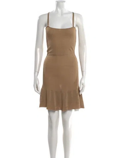 Pre-owned Rouje Square Neckline Mini Dress In Neutral