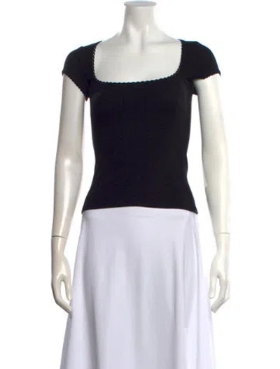 Pre-owned Rouje Square Neckline Short Sleeve Top In Black