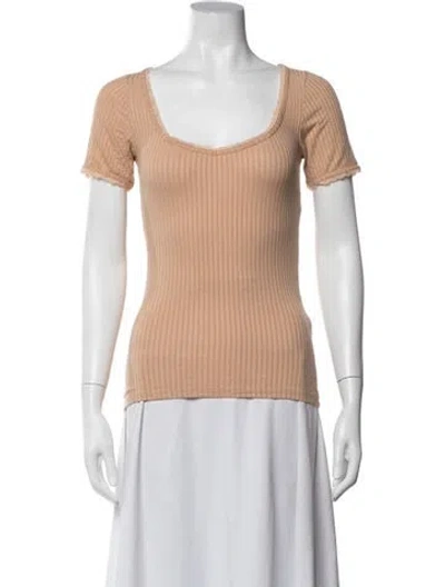 Pre-owned Rouje Square Neckline Short Sleeve Top In Neutrals