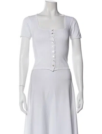 Pre-owned Rouje Square Neckline Short Sleeve Top In White