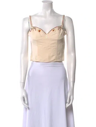 Pre-owned Rouje Square Neckline Sleeveless Crop Top In Black