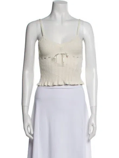 Pre-owned Rouje Square Neckline Sleeveless Crop Top In Neutral