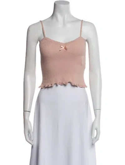 Pre-owned Rouje Square Neckline Sleeveless Crop Top In Pink