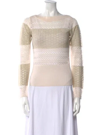 Pre-owned Rouje Striped Bateau Neckline Sweatshirt In Neutral