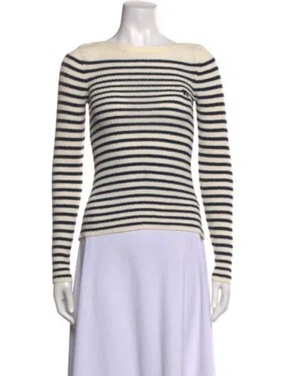 Pre-owned Rouje Striped Bateau Neckline Top In Neutrals