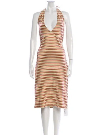 Pre-owned Rouje Striped Midi Length Dress In Pink