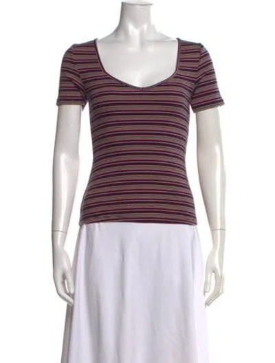 Pre-owned Rouje Striped Scoop Neck T-shirt In Blue