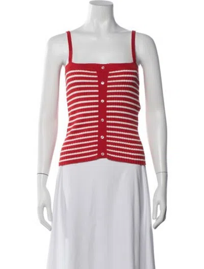 Pre-owned Rouje Striped Square Neckline Sweater In Red/white