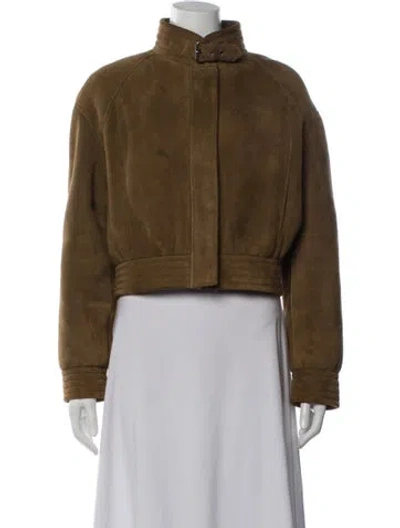 Pre-owned Rouje Suede Jacket In Green