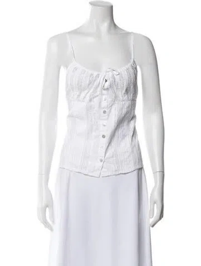 Pre-owned Rouje Tie Neck Sleeveless Top In White