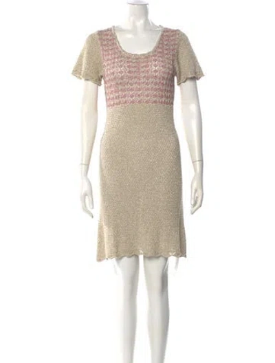 Pre-owned Rouje Tweed Pattern Mini Dress In Neutral