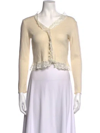 Pre-owned Rouje Virgin Wool V-neck Sweater In Neutrals