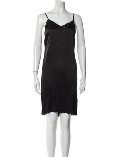 Pre-owned Rouje V-neck Knee-length Dress In Gray
