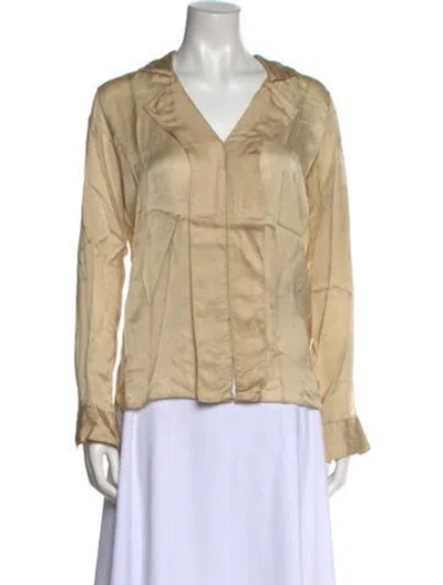 Pre-owned Rouje V-neck Long Sleeve Blouse In Neutral