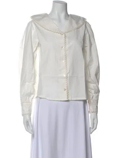 Pre-owned Rouje V-neck Long Sleeve Blouse W/ Tags In Neutral