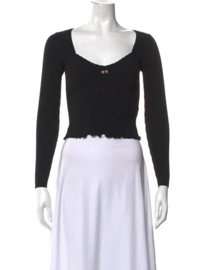 Pre-owned Rouje V-neck Long Sleeve Top In Black