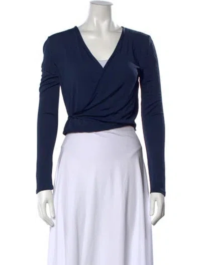 Pre-owned Rouje V-neck Long Sleeve Top In Blue