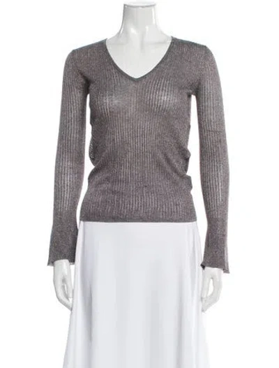 Pre-owned Rouje V-neck Long Sleeve Top In Gray