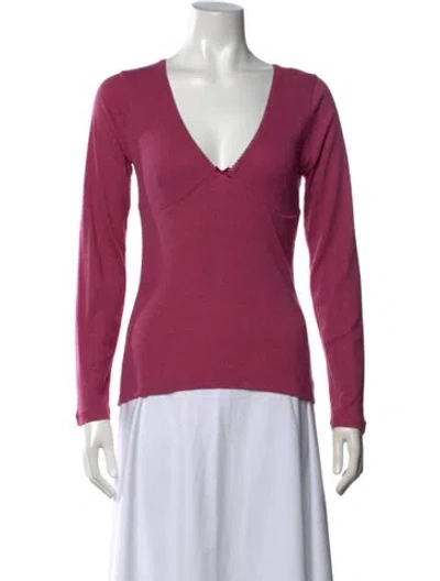 Pre-owned Rouje V-neck Long Sleeve Top In Pink