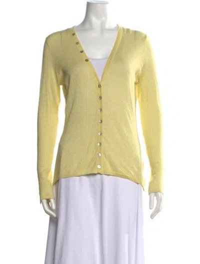 Pre-owned Rouje V-neck Long Sleeve Top In Yellow