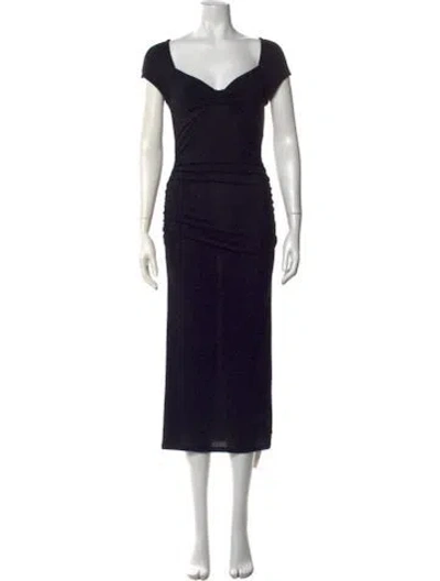 Pre-owned Rouje V-neck Midi Length Dress In Blue