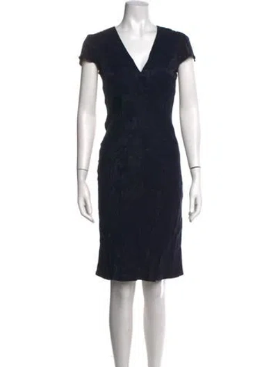 Pre-owned Rouje V-neck Midi Length Dress In Blue