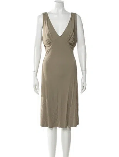 Pre-owned Rouje V-neck Midi Length Dress In Neutral