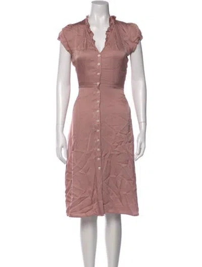 Pre-owned Rouje V-neck Midi Length Dress In Pink