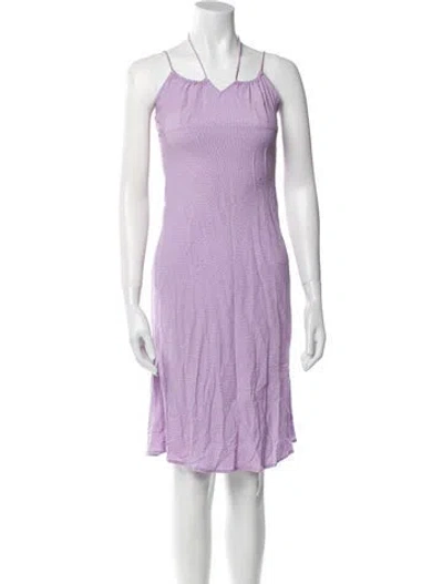 Pre-owned Rouje V-neck Midi Length Dress In Purple