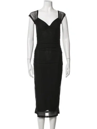 Pre-owned Rouje V-neck Midi Length Dress W/ Tags In Black