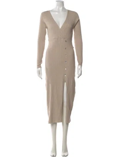 Pre-owned Rouje V-neck Midi Length Dress W/ Tags In Neutral