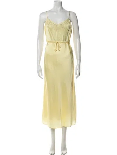 Pre-owned Rouje V-neck Midi Length Dress In Yellow