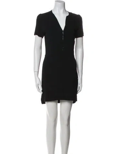 Pre-owned Rouje V-neck Mini Dress In Black