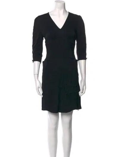 Pre-owned Rouje V-neck Mini Dress In Black