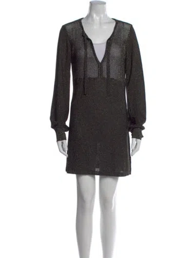 Pre-owned Rouje V-neck Mini Dress In Black