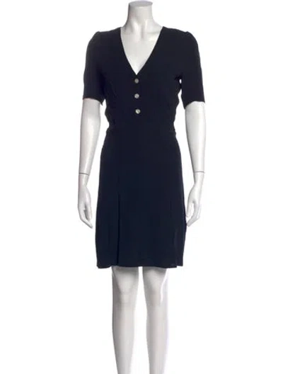 Pre-owned Rouje V-neck Mini Dress In Blue