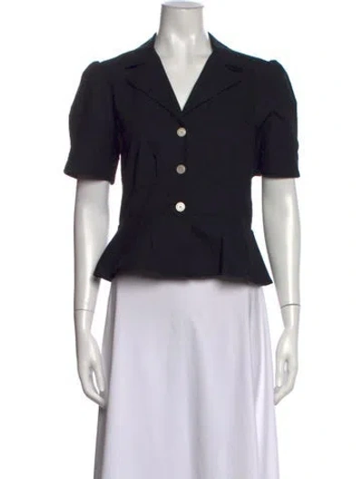 Pre-owned Rouje V-neck Short Sleeve Blouse In Black