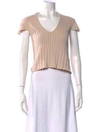 Pre-owned Rouje V-neck Short Sleeve Top In Neutrals