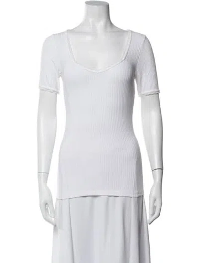 Pre-owned Rouje V-neck Short Sleeve Top In White