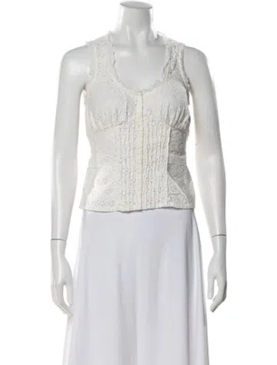 Pre-owned Rouje V-neck Sleeveless Blouse In Neutral