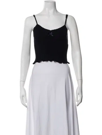 Pre-owned Rouje V-neck Sleeveless Crop Top In Black