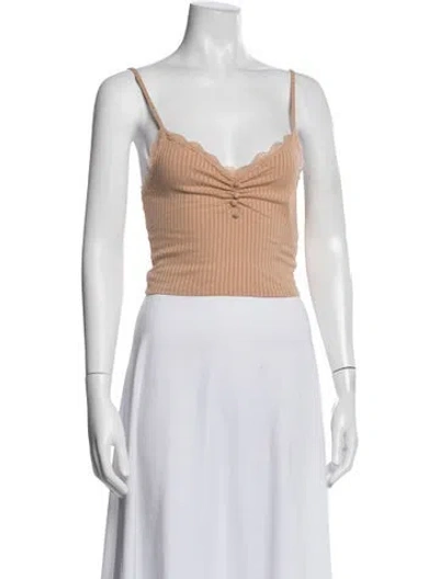 Pre-owned Rouje V-neck Sleeveless Crop Top In Brown